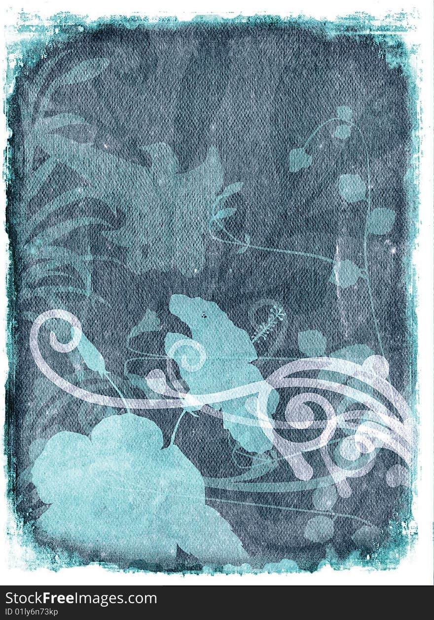 A image of a grunge soft blue floral texture background. A image of a grunge soft blue floral texture background.