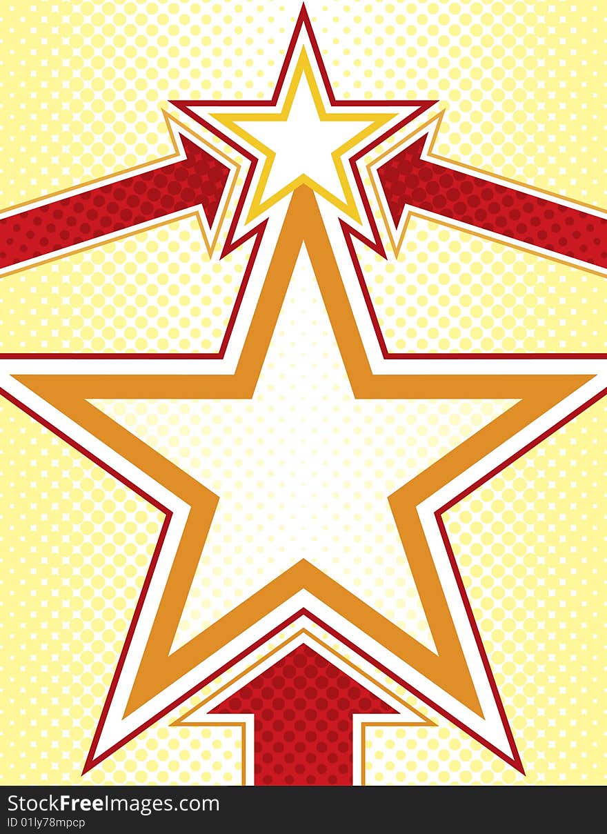 Star Background with Halftone Elements and Arrows