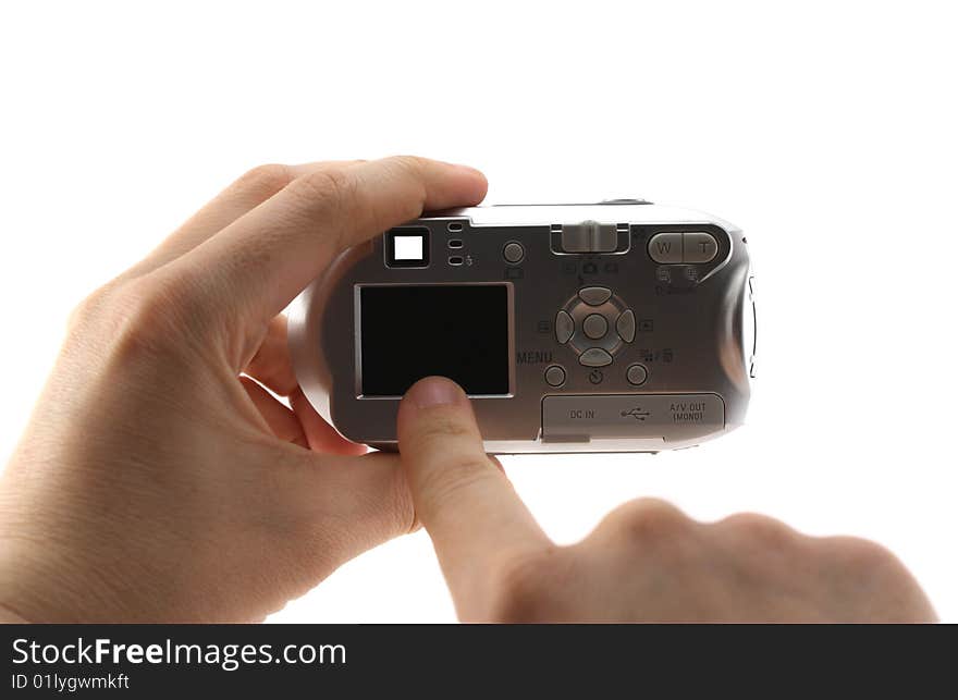 Digital camera on a white background(isolate)