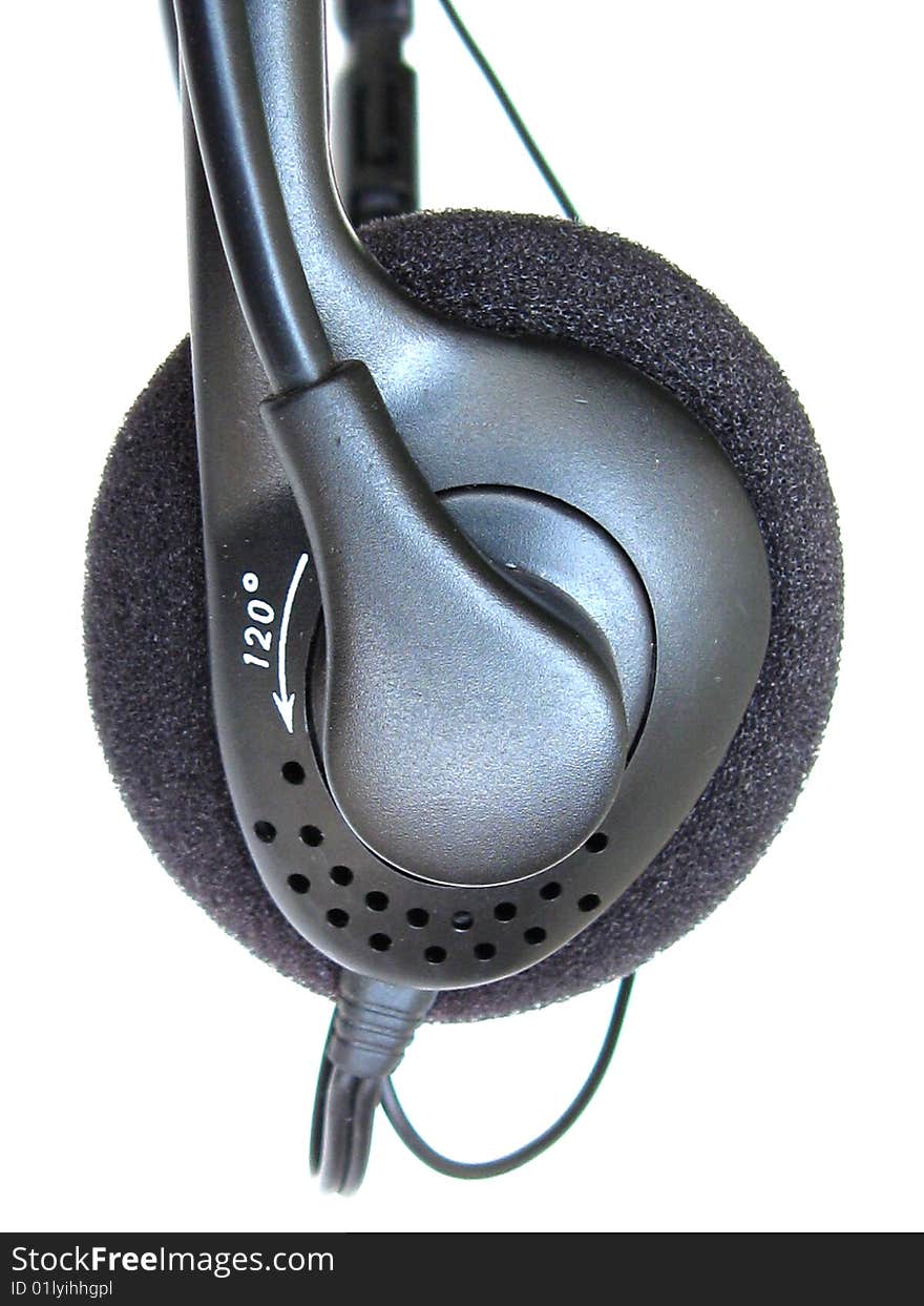 This is a earphone which is a part of a headset. This is a earphone which is a part of a headset.