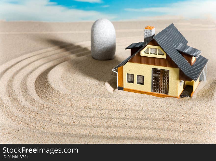 House on sand. Real estate concept