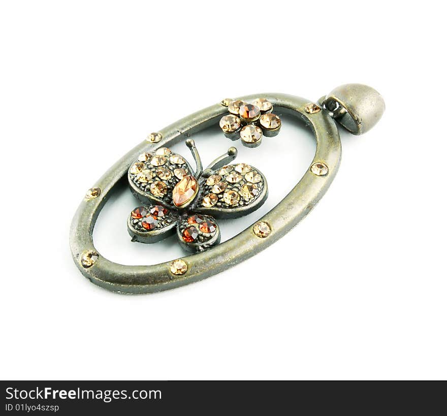 An oval brooch isolated