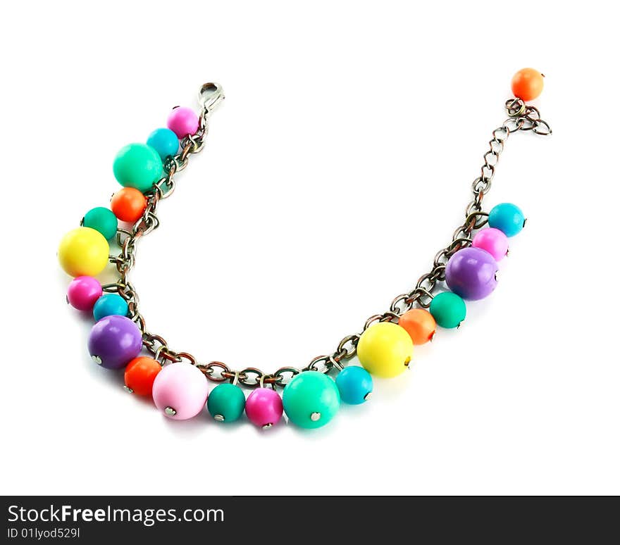 A colored bracelet isolated on a white background