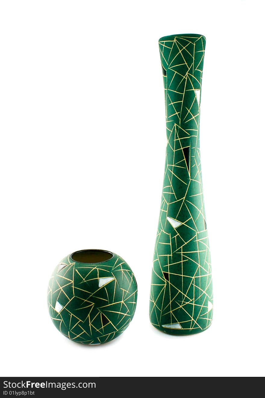 Two Green Vases Isolated