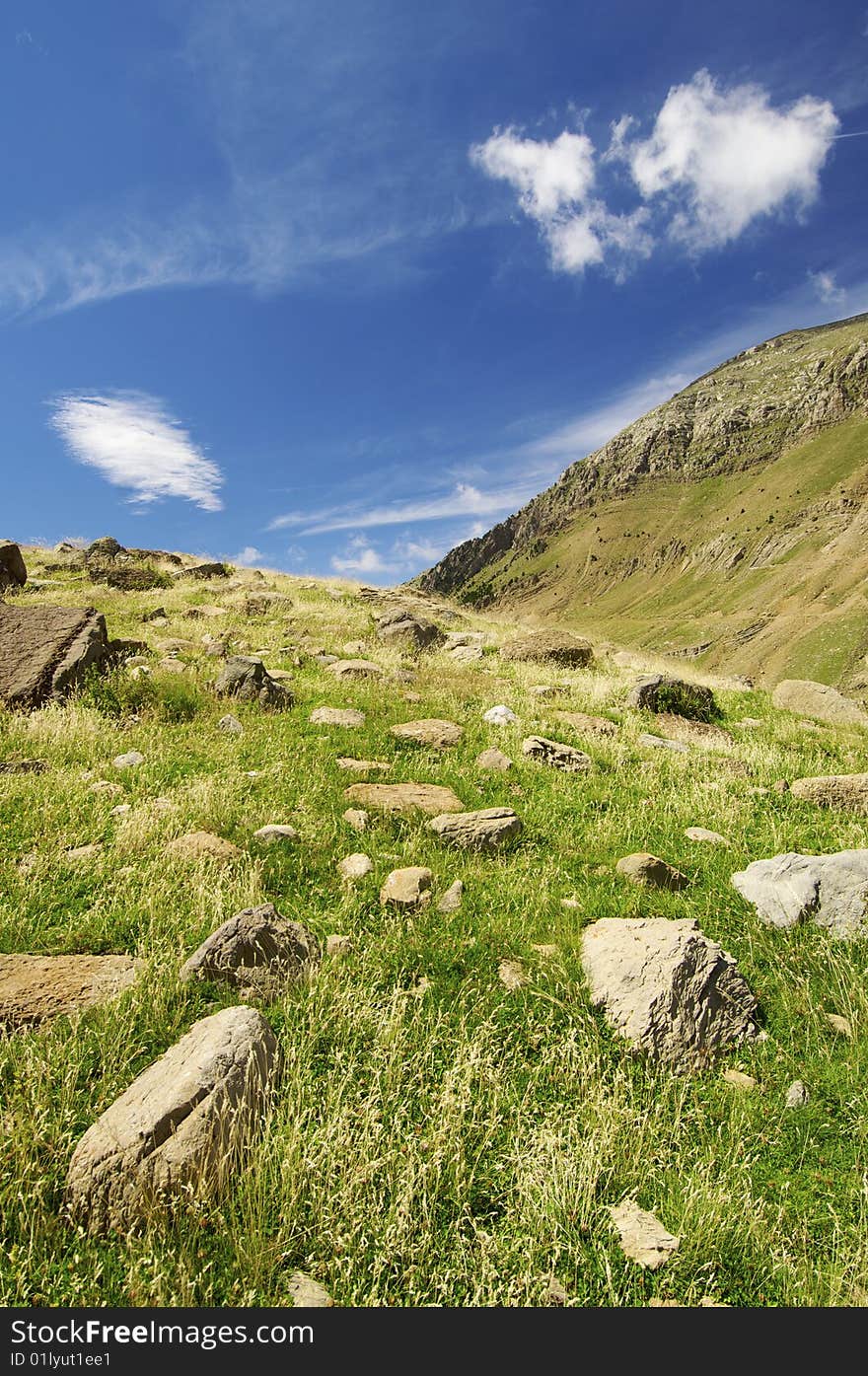 Mountain landscape in Ip Valley, Pyrenees, Spain