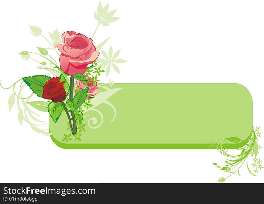 Bouquet of roses. Decorative banner