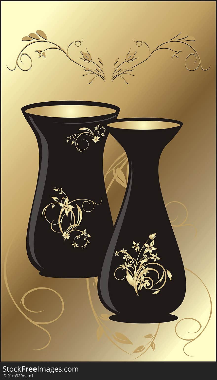 Two Vases On The Decorative Background