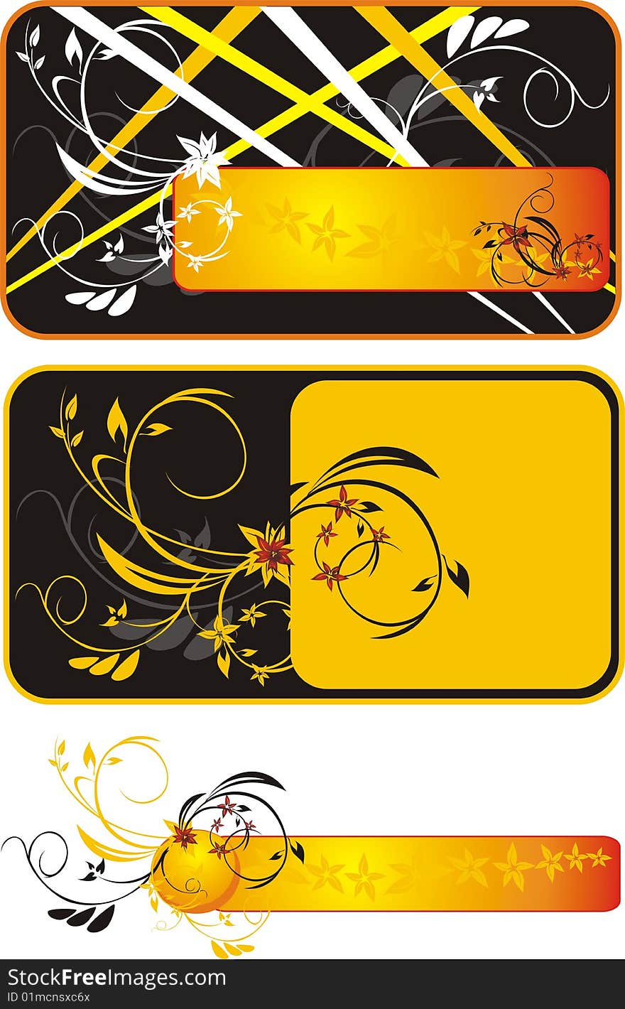 Three Decorative Floral Banners