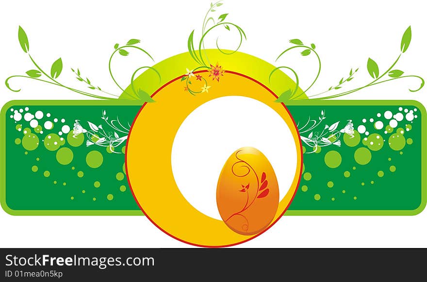 Decorative Floral Banner With Egg