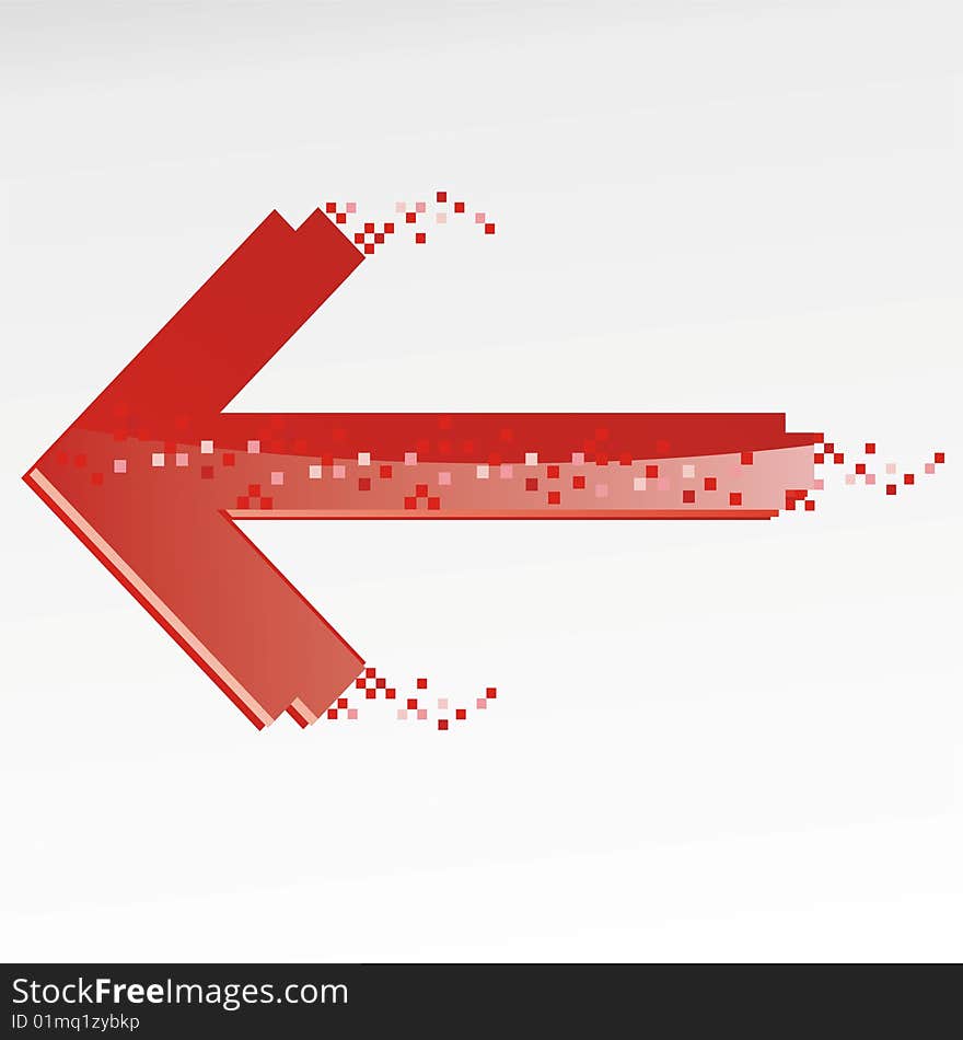 Vector illustration: red arrow for web with squares