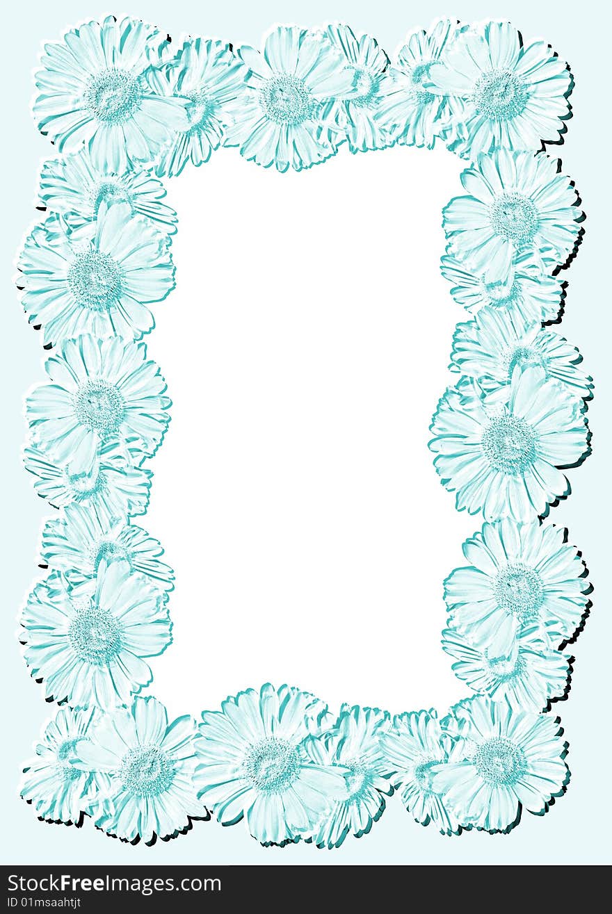 Styled floral frame, relief flower border