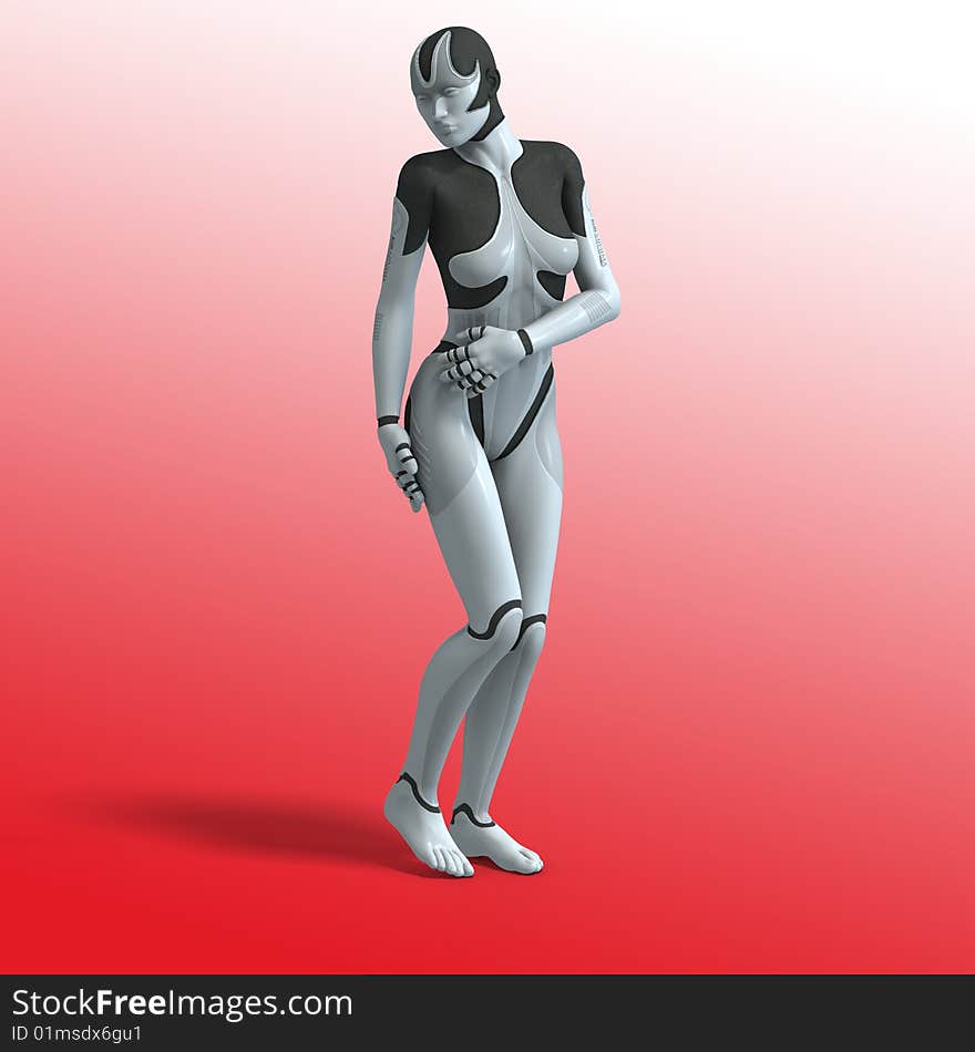 female android or robot With Clipping Path. female android or robot With Clipping Path