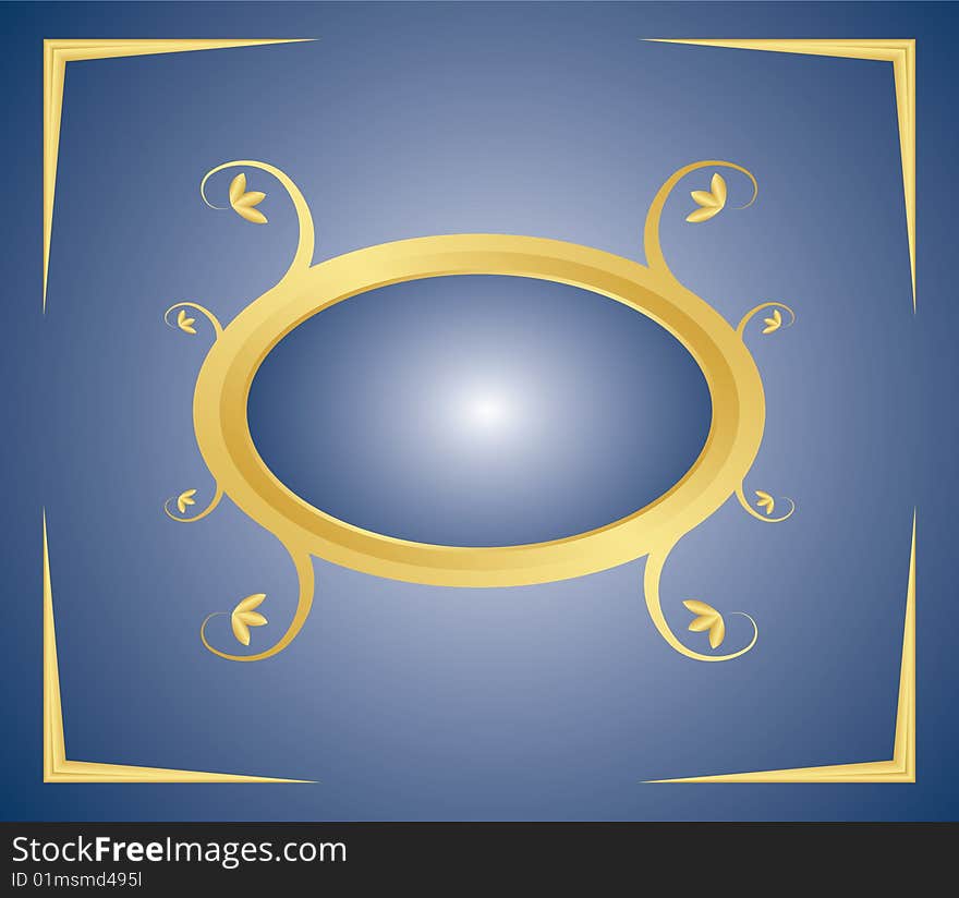 Decorative floral gold frame on a gradient background. Decorative floral gold frame on a gradient background