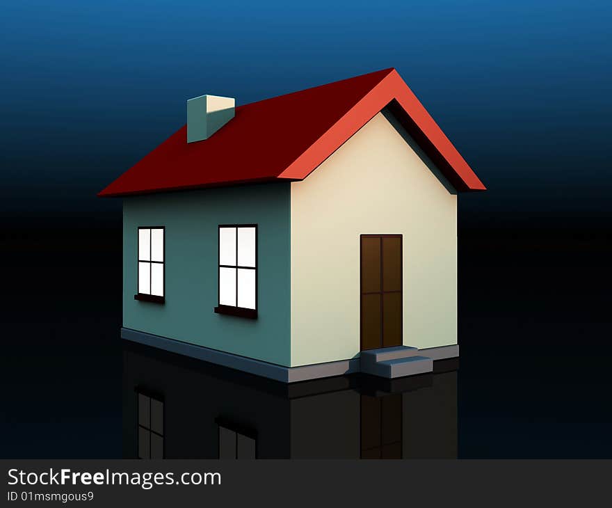 3D rendering of house at night. 3D rendering of house at night.