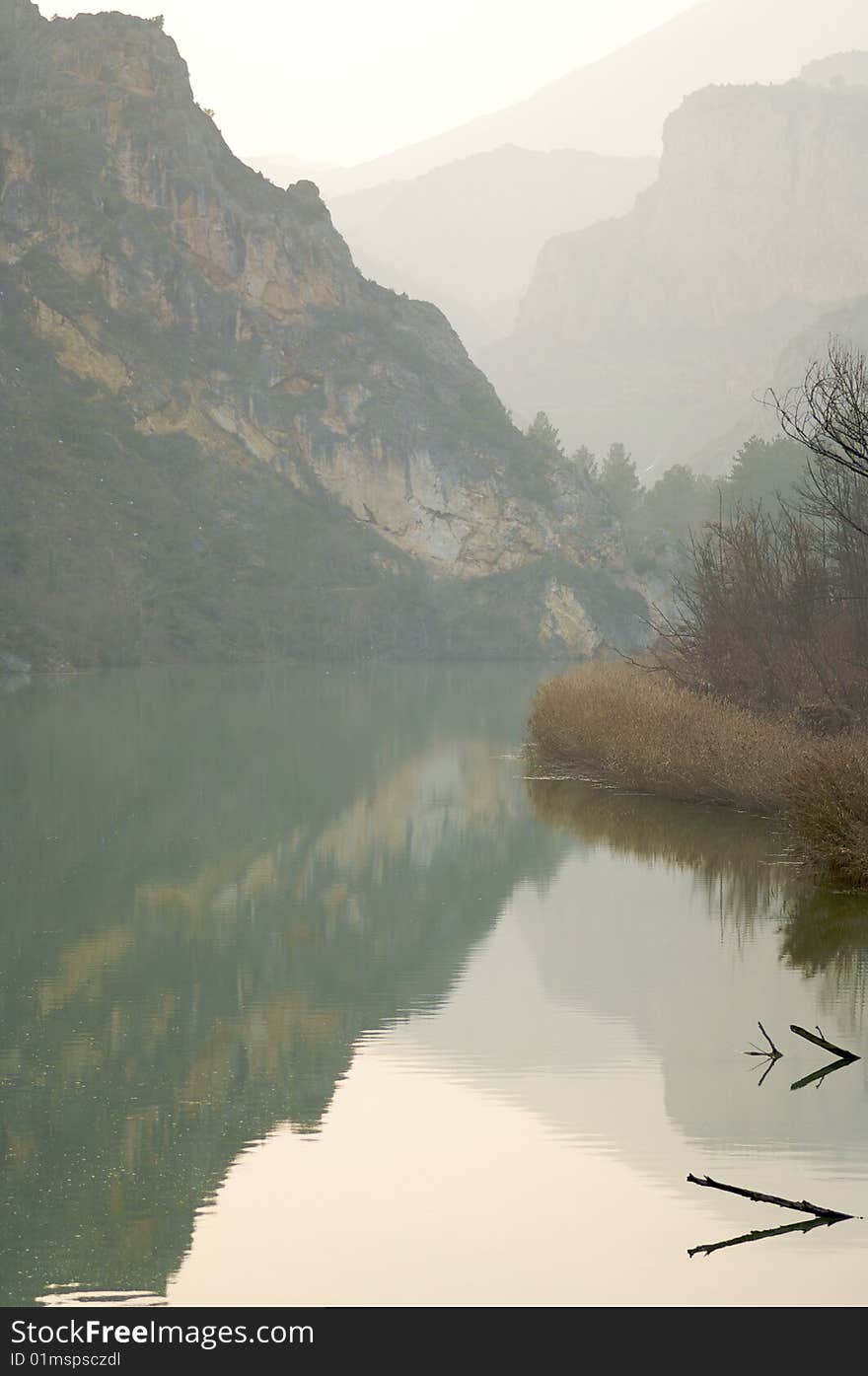 Reflections in a lake in wooded area. Reflections in a lake in wooded area