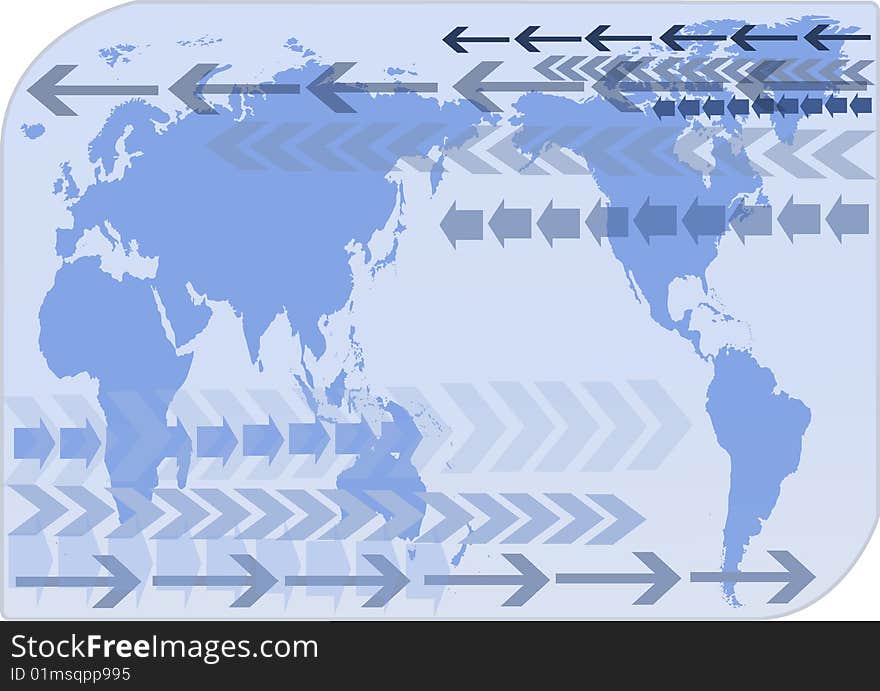 World map on blue background