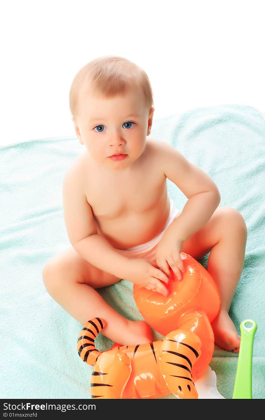 Beautiful baby. Shot in studio. Isolated on white. Beautiful baby. Shot in studio. Isolated on white.