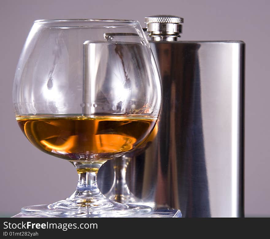 Cognac and flask