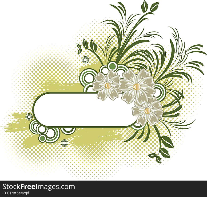 The vector illustration contains the image of grunge floral frame