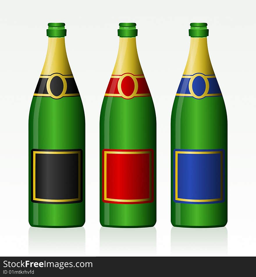 Vector illustration of Champagne bottles