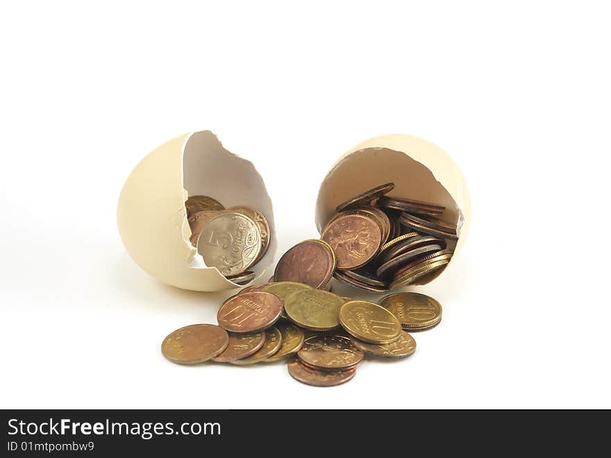 Coins in egg