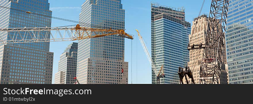 Panorama Of Construction Cranes