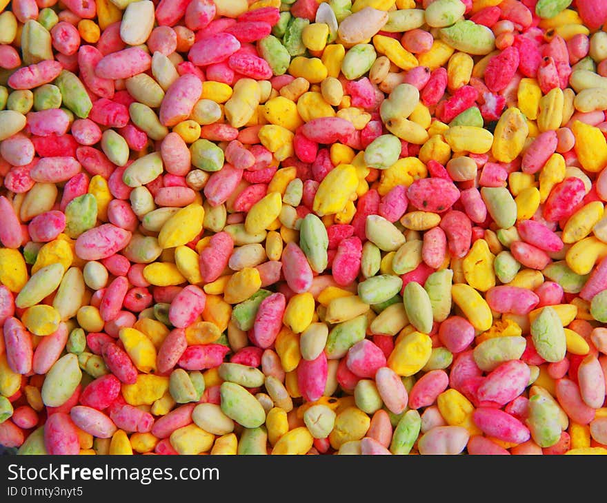 Some colored rice beads - food for children