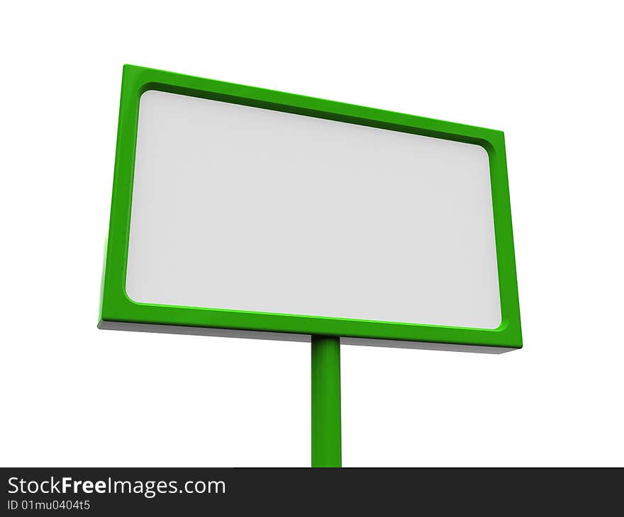 3d illustration of green billboard over white background