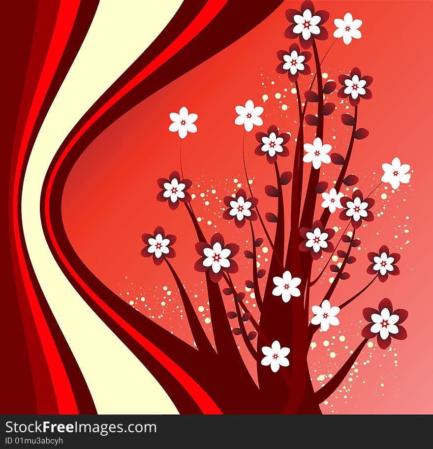 Abstract red floral design background. Abstract red floral design background