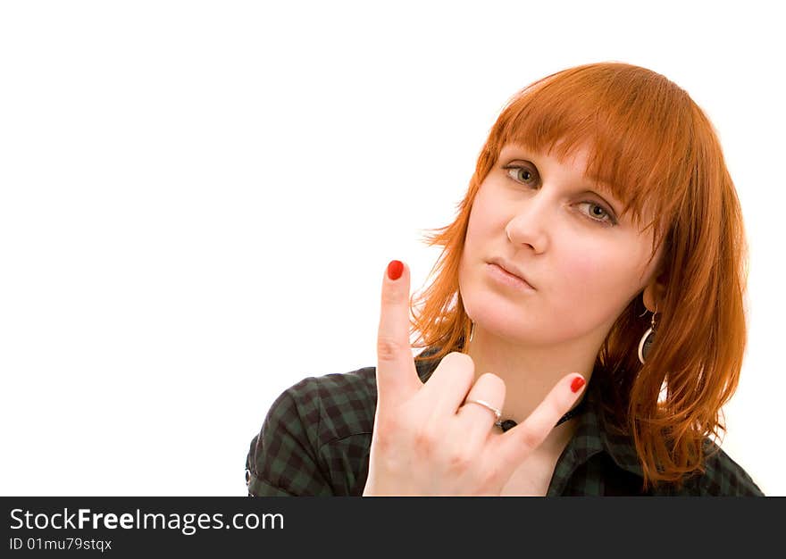 Woman on a white background