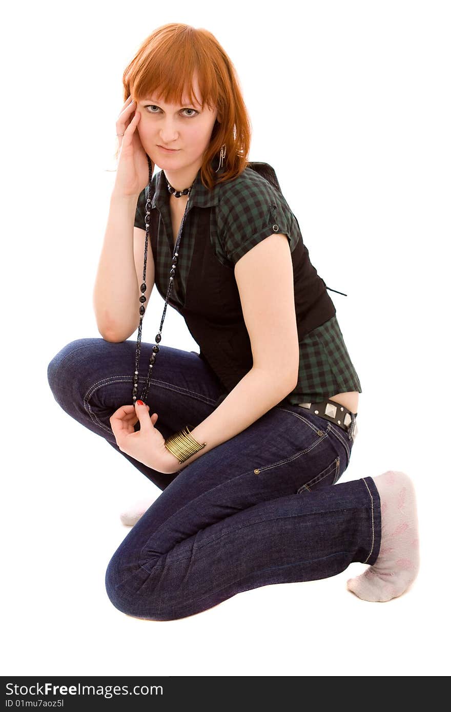 Woman on a white background