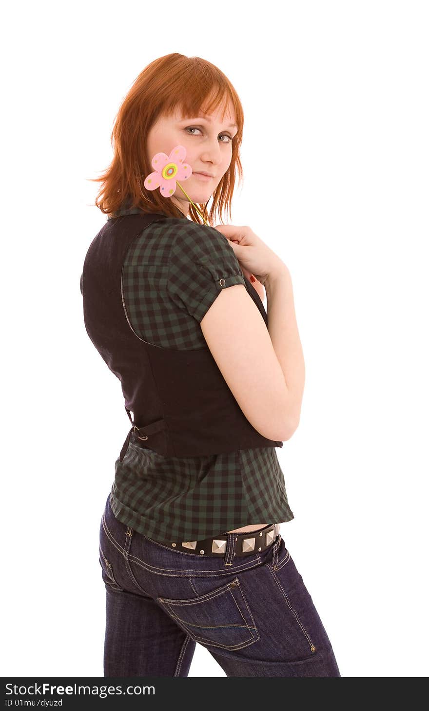 Woman on a white background