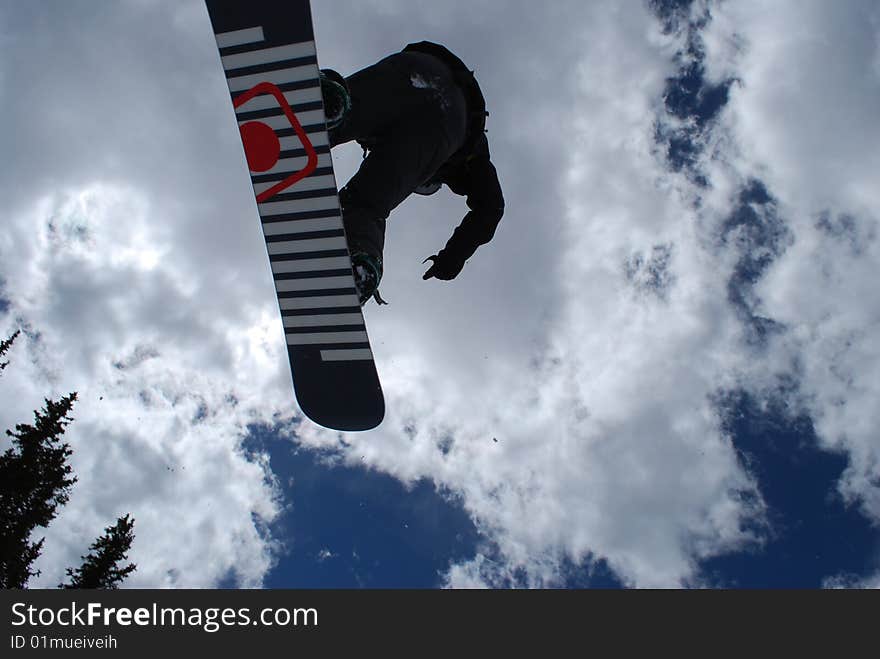 Freestlye rider jumping over photographer. Freestlye rider jumping over photographer