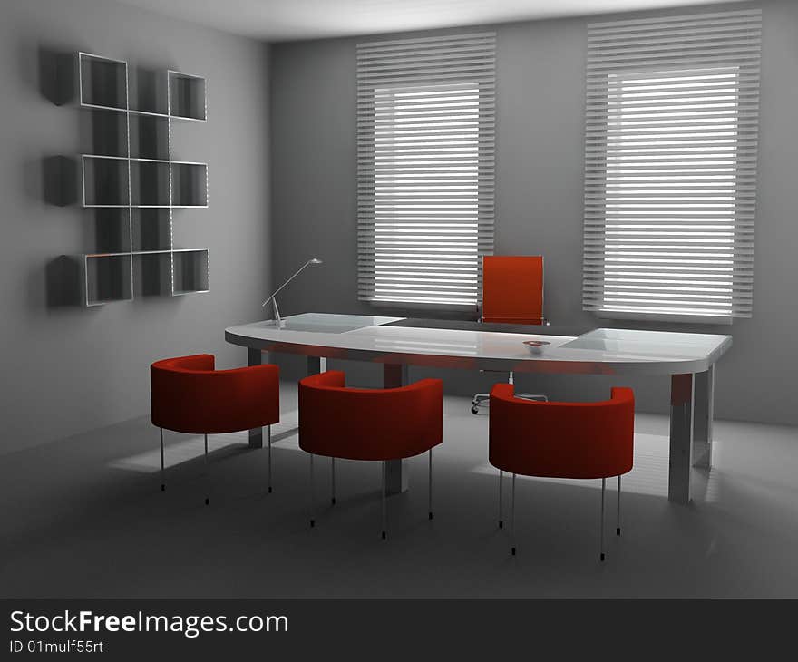 Modern interior of office 3D. Modern interior of office 3D