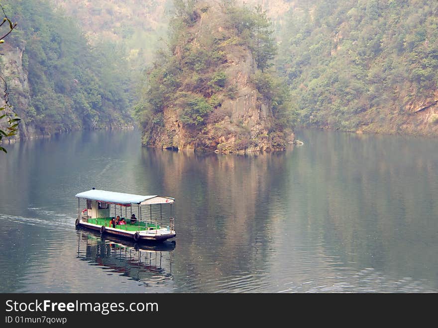 A boat on lake of mountain in china