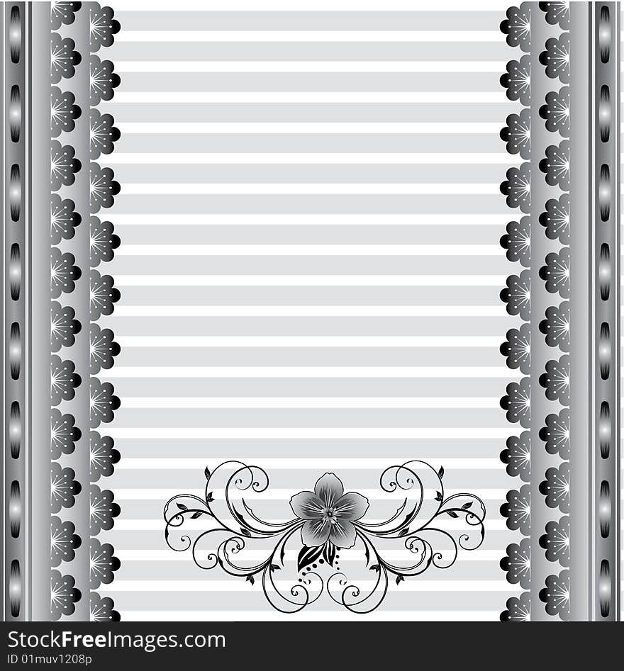 Cute memo template with black lace, vector illustration