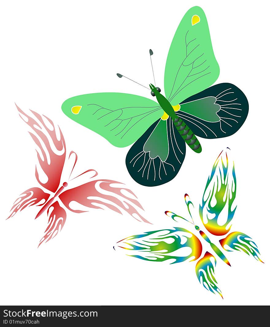 Miltie colored butterflies.Vector illustration. Miltie colored butterflies.Vector illustration