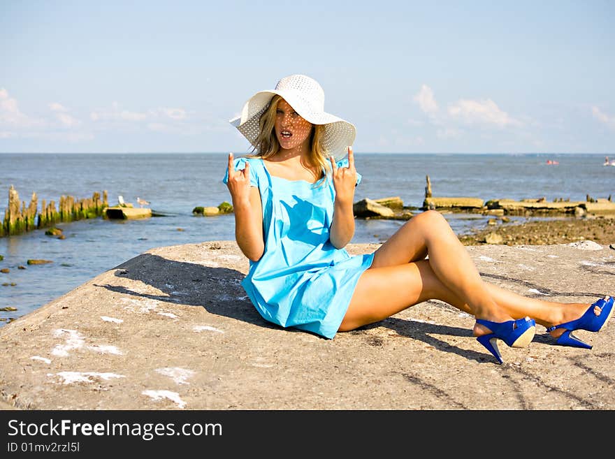 Young girl relaxing on the beach. Young girl relaxing on the beach