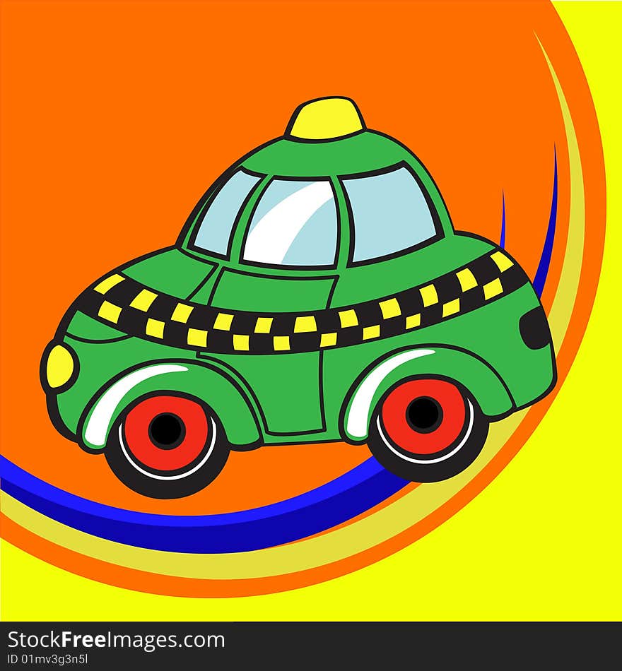 Vector illustration of  Transport Cartoon. Little funky  taxi car.