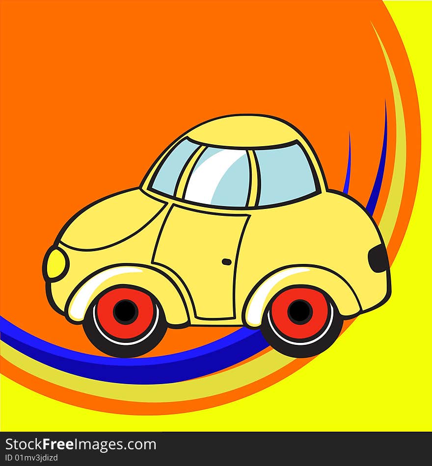 Vector illustration of Transport Cartoon. Little funky car. Vector illustration of Transport Cartoon. Little funky car.