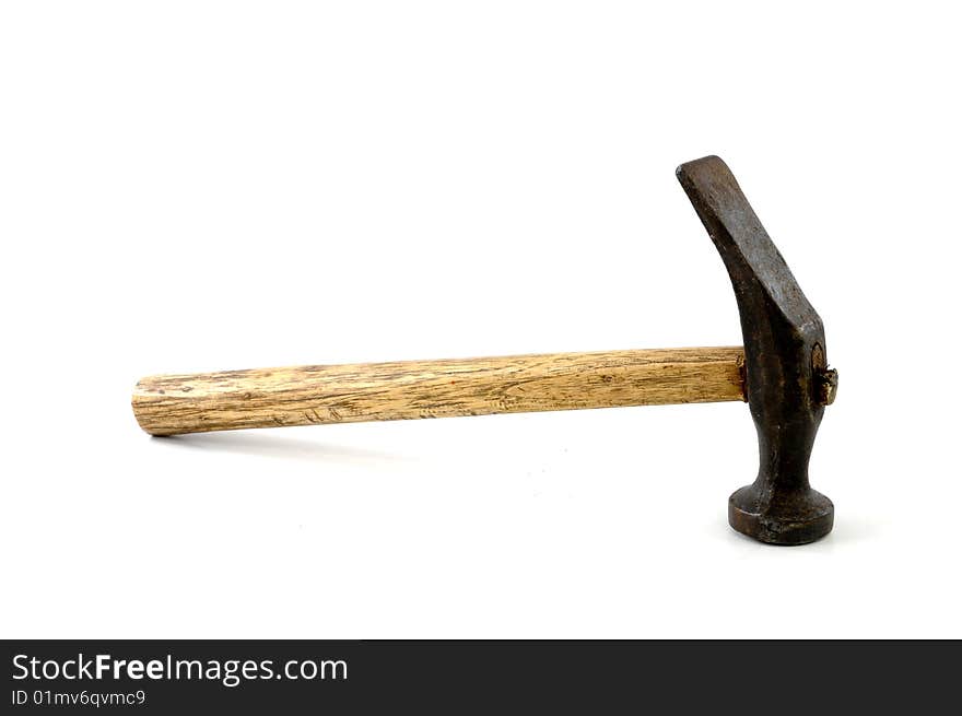 Old hammer isolated on a white background