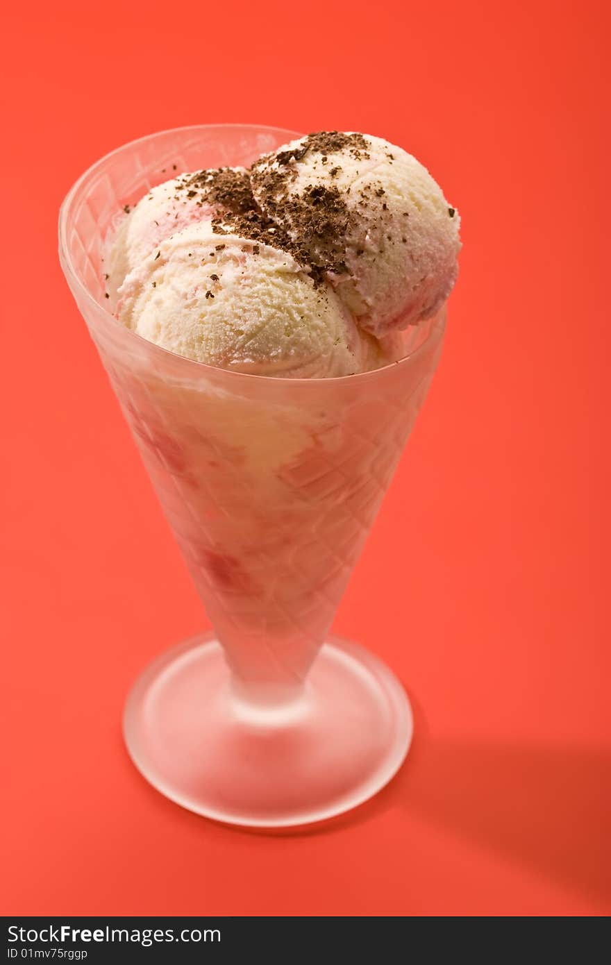 Sweet series: ice cream over red background