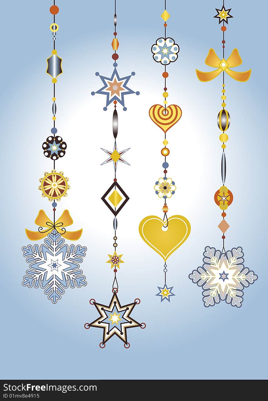 Vector Illustration of Decorative Wind Chimes with fanky snowflake shapes design