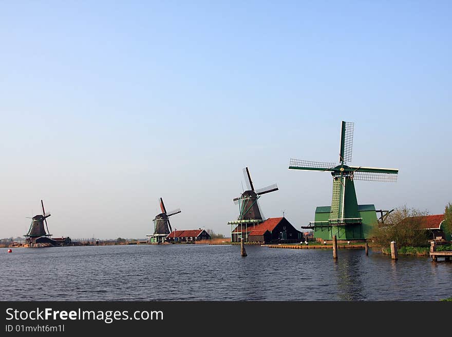 Windmill village in Amsterdam, dutch landmarks