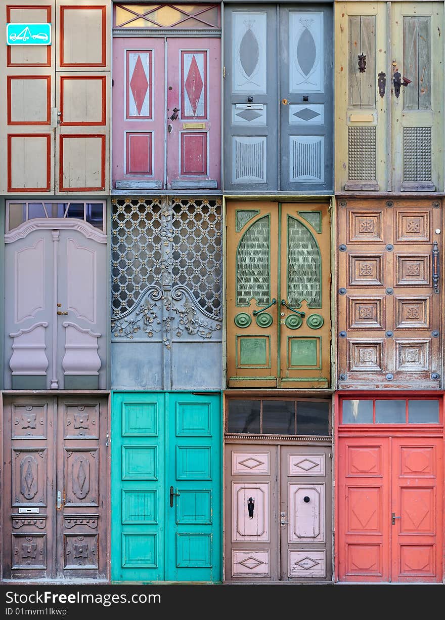 Antique doors of houses in the old part of town. Antique doors of houses in the old part of town