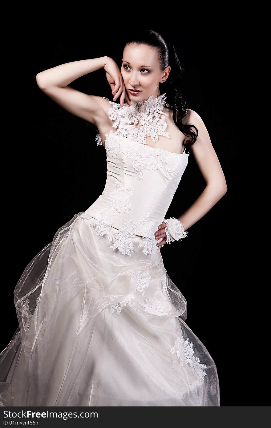 Young bride in white wedding dress. Young bride in white wedding dress