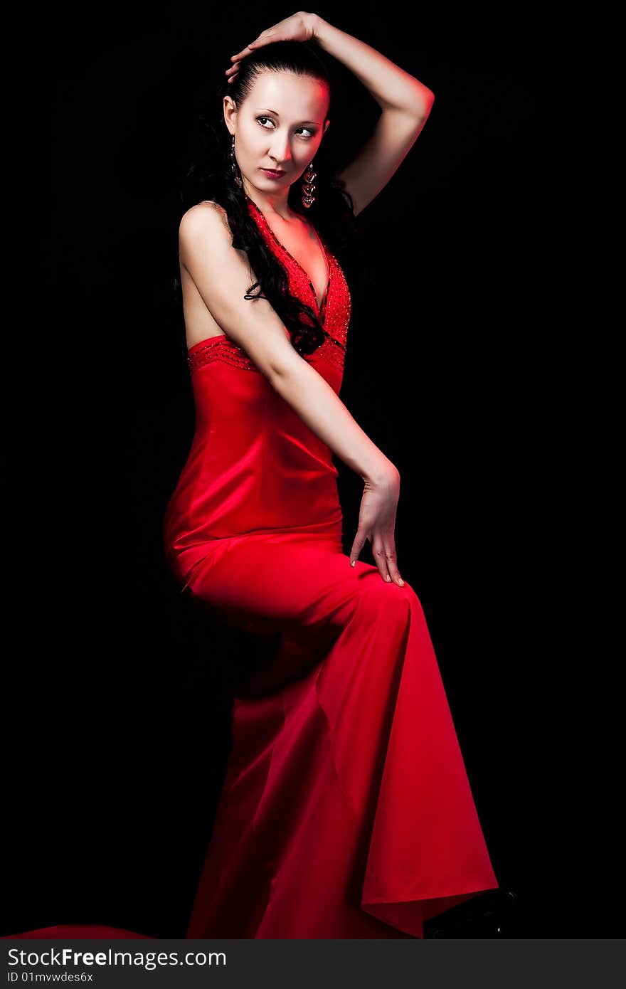 Woman in red dress