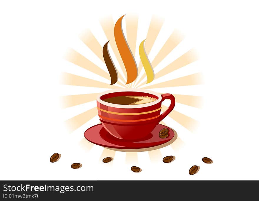 Aromatic Fresh Cup Of Coffee Over White