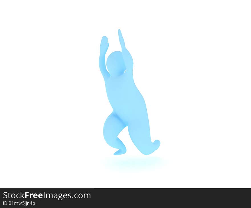 Dance on white. 3D computer render