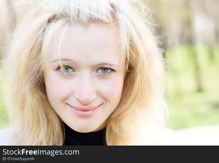 Portrait beautiful girl with a fine smile